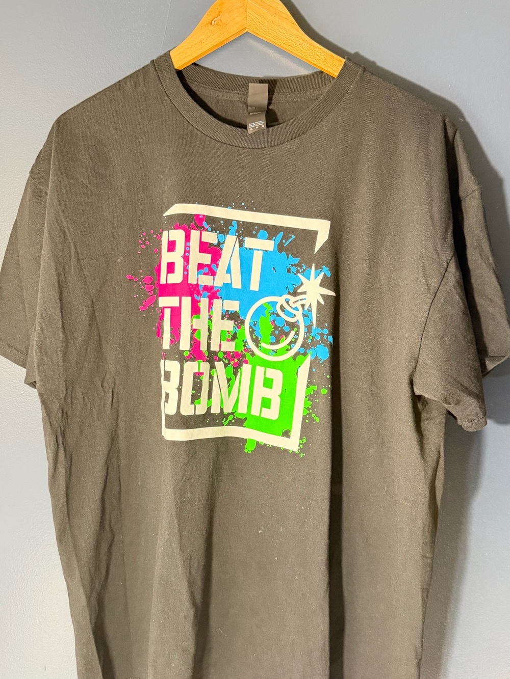 Port & Co  'Beat The Bomb' Graphic Tee - Black with Neon Accents
